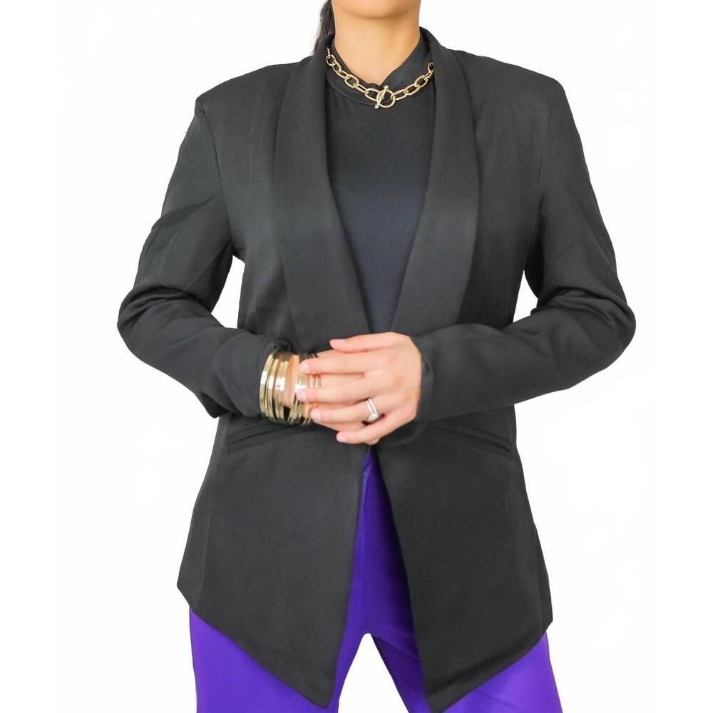 NEW SURELYMINE classic lightweight open blazer in black